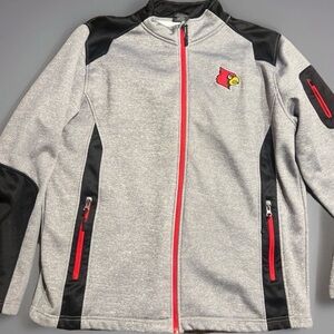 Coliseum Louisville CardinalsGray&Black Full-Zip Jacket with Red Trim